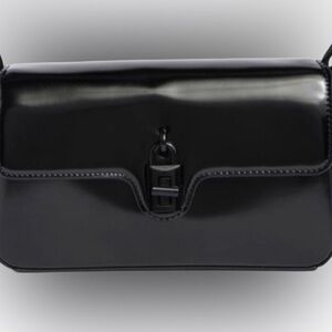 Rebecca Minkoff Love Too Shoulder Bag Shiny Black Turnlock Chain Strap NWT